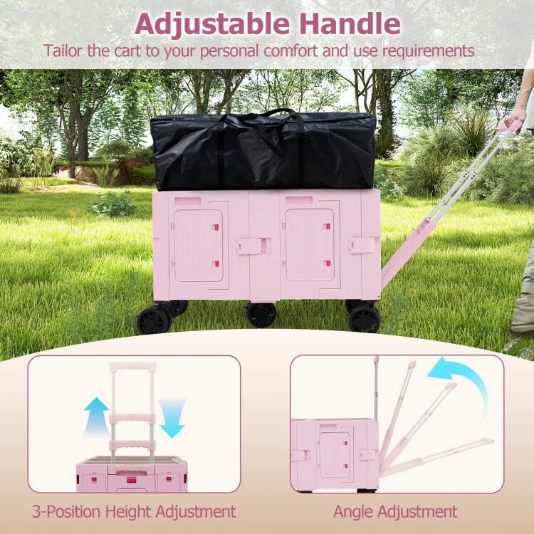 PP TPR MDF Metal Large Folding Utility Cart with Tabletop - 34" x 20" x 22"