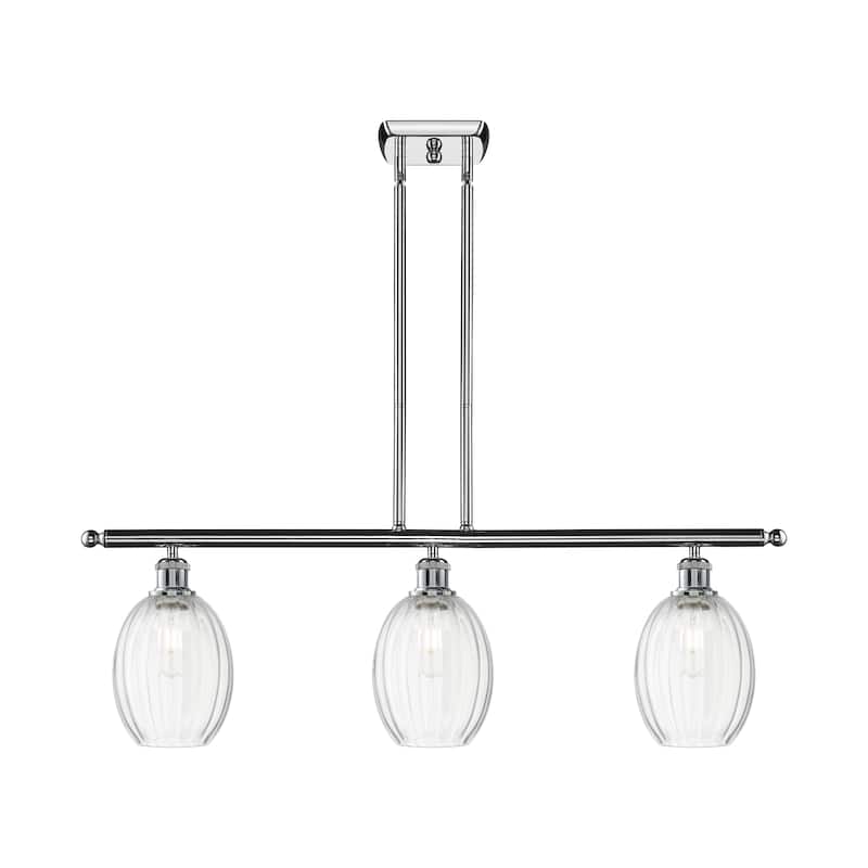 Innovations Lighting Endless Possibilities Ballston - Preston - 3 Light 36" Bulb Shade Stem Hung Island Light - Clear/Polished Chrome