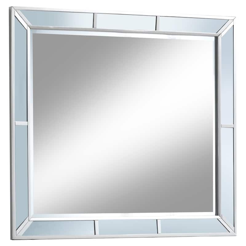 Wooden Framed Rectangular Dresser Mirror - 43" - Silver Champagne Finish