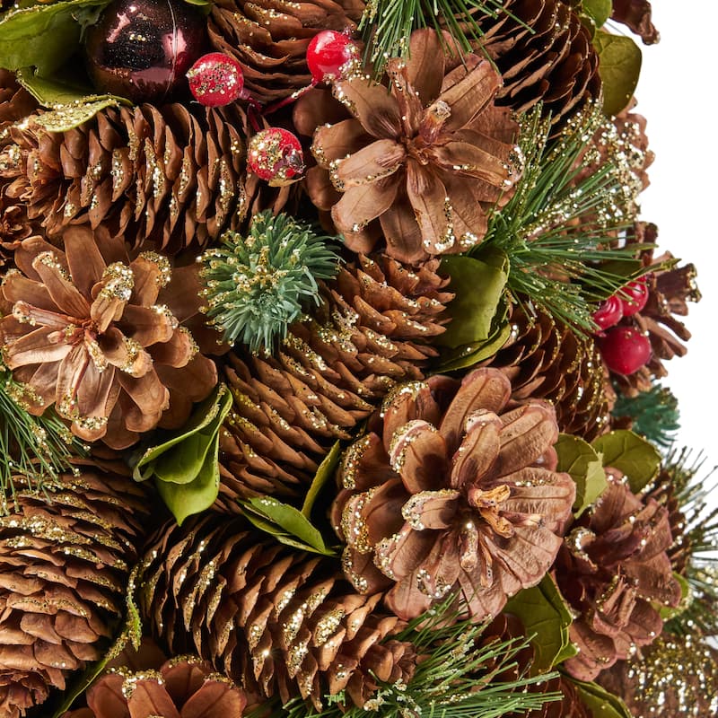 Baja Pre-Decorated Pine Cone and Glitter Artificial Tabletop Christmas ...