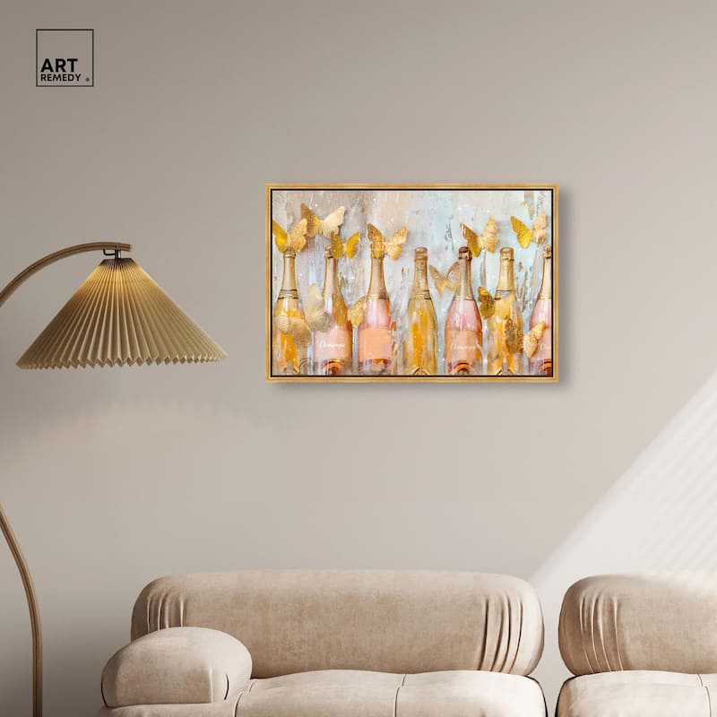 Golden Bright Campagne Line Canvas by Art Remedy