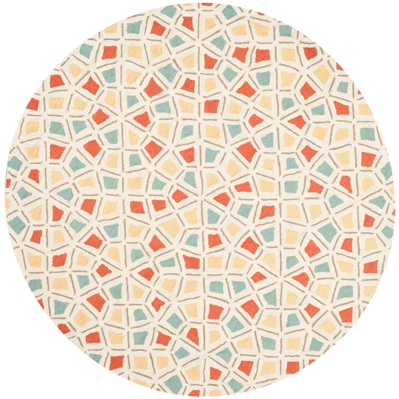 Martha Stewart by SAFAVIEH, Spring Wheel Mosaic Cotton Rug - 6' Round - Bougainvillea R