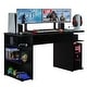 preview thumbnail 12 of 18, Madesa Large Modern Gaming Computer Desk 53 Inch with 5 Shelves Cable Management Student Study Home Office Gamer Desk