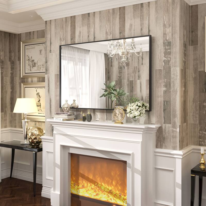 Aluminum Alloy Framed French Cleat Mounted Tempered Glass Wall Vanity Mirror