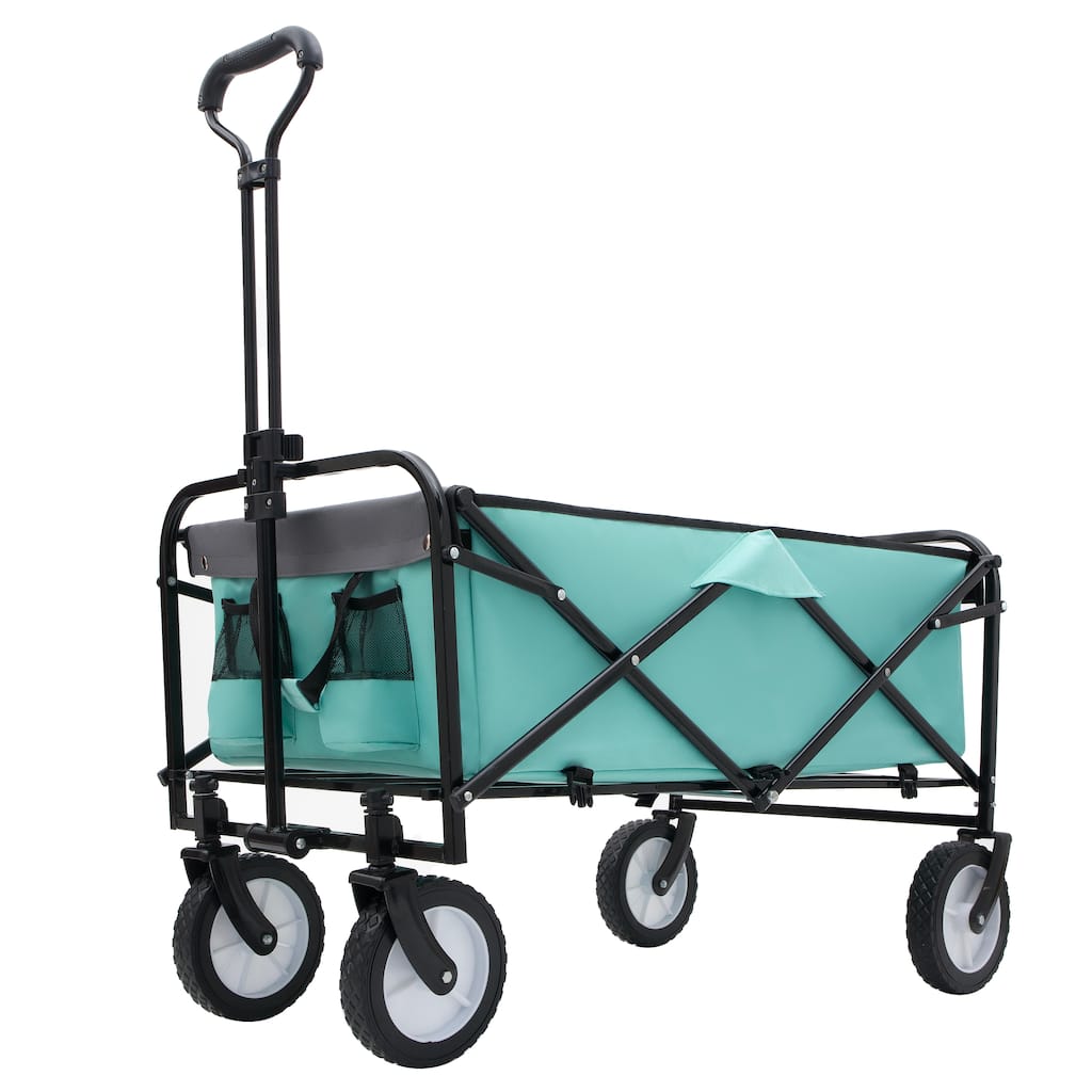 Heavy-Duty All-Terrain Folding Wagon - 360lb Capacity with Storage Straps, Green