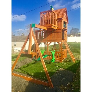 Shop Backyard Discovery Skyfort Ii Brown All Cedar Swing Set