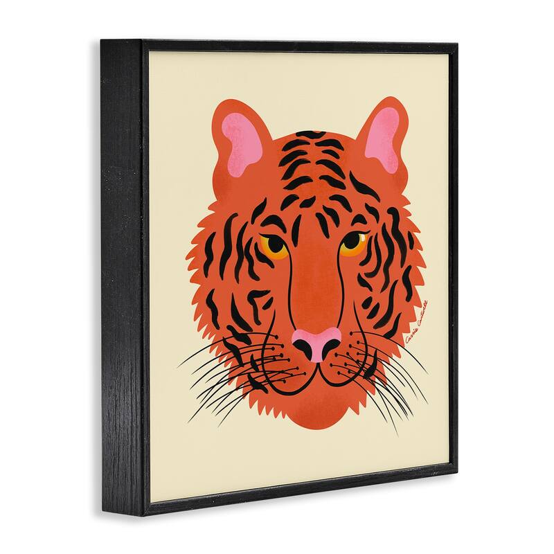 Stupell Modern Wild Tiger Face Framed Giclee Art Design By Carrie Cantwell