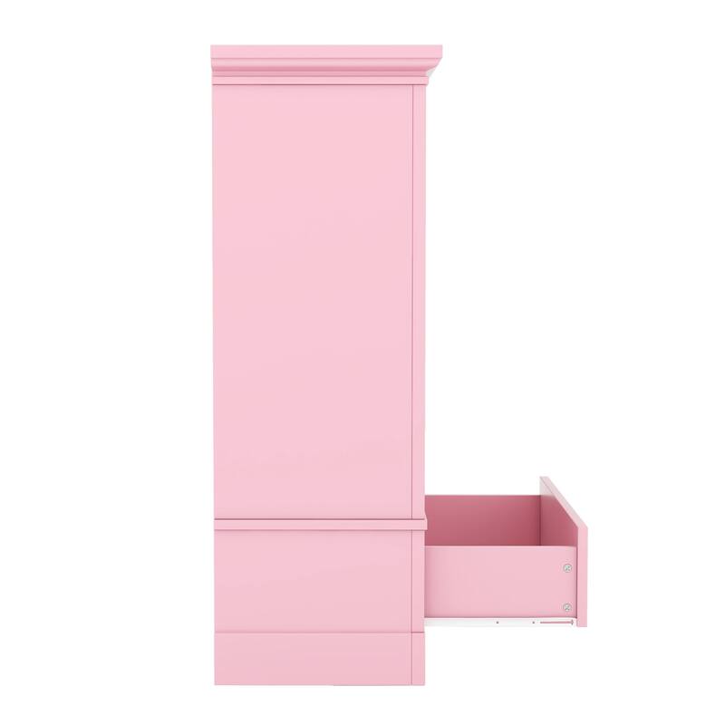 Open Children's Wardrobe with A Hanging Rod and Open Shelves