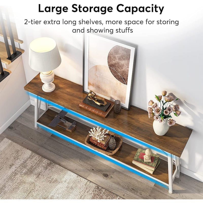 Industrial Wood Console Sofa Table for Entryway Hallway