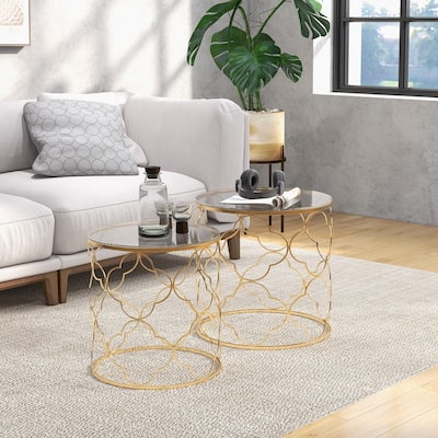 2-piece Glass Top Coffee Table Set