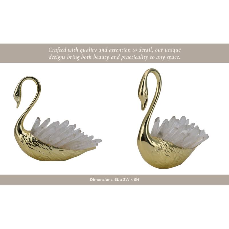 Metal Sitting Swan Sculpture with Tall Neck Elegant Home Decor