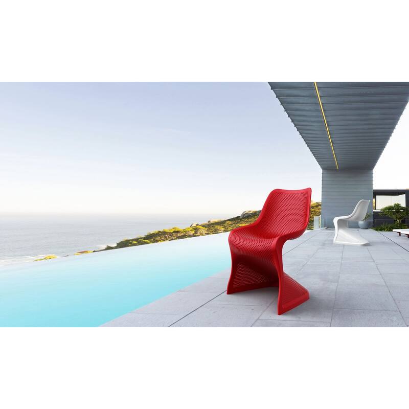 33.5" Red Outdoor Patio Dining Chair