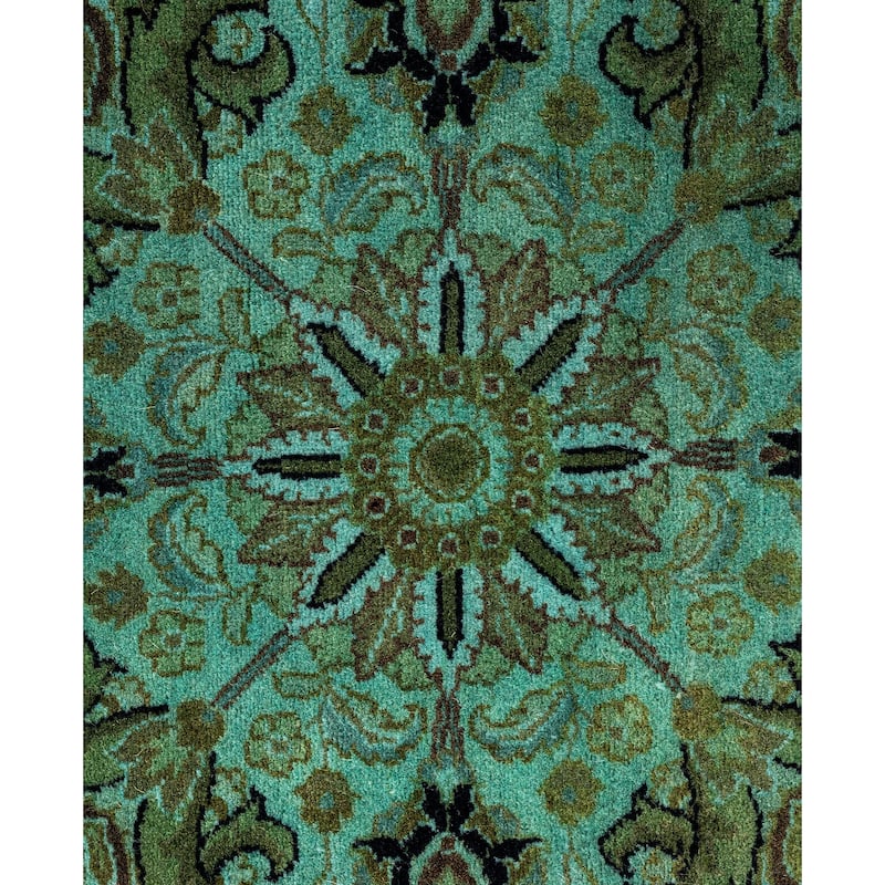 Overdyed One-of-a-Kind Hand-Knotted Area Rug - Green - 7' 1" x 7' 1"