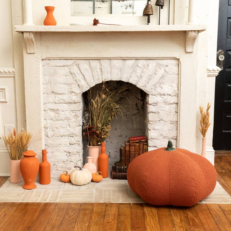 Jaxx Pumpkin Pouf - Luxurious Ottoman for Fall & Halloween Decor