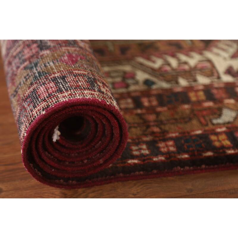 Geometric Heriz Serapi Indian Runner Rug Hand-knotted Wool Carpet - 3'1"x 10'8"