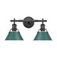 preview thumbnail 2 of 1, Yep by Golden Lighting Orwell 2-light Vanity in Matte Black and Pine Green shade