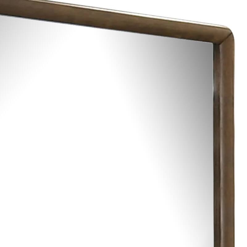 Cair Dresser Mirror, 32 Inch Rectangular Frame, Round Edges, Brown Wood