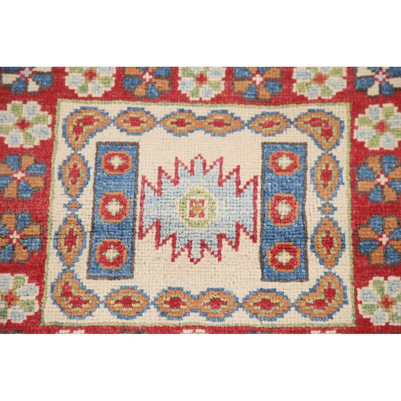 Hand Knotted Oriental 100% Wool Carpet Traditional All-Over Beige & Ivories Kazak Area Rug - 9' 11'' X 6' 8''