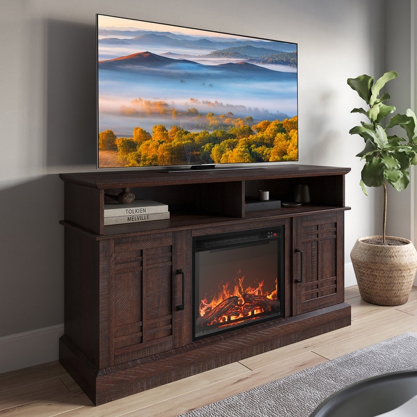 BELLEZE 48 TV Stand with 18 Electric Fireplace Heater On Sale Bed Bath Beyond 40502219