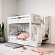 preview thumbnail 5 of 17, Full Over Full Bunk Bed with Storage Drawers and Shelves, Convertible Staircase Bunk Beds with Guardrails,No Box Spring Required