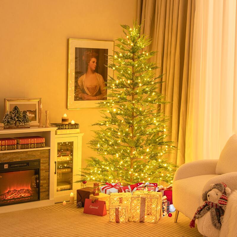 Gymax 6.5/7.5 FT Pre-Lit Artificial Christmas Tree Simulated Cypress - 6.5 Foot