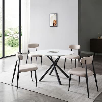 Curved Backrest Metal Frame Dining Chairs