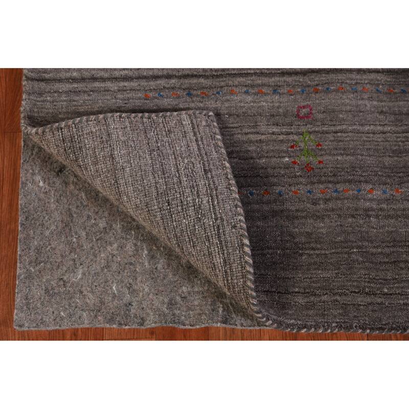 Hand Knotted Oriental 100% Wool Carpet Tribal Tribal Greys & Charcoal Gabbeh Area Rug - 9' 8'' X 7' 11''