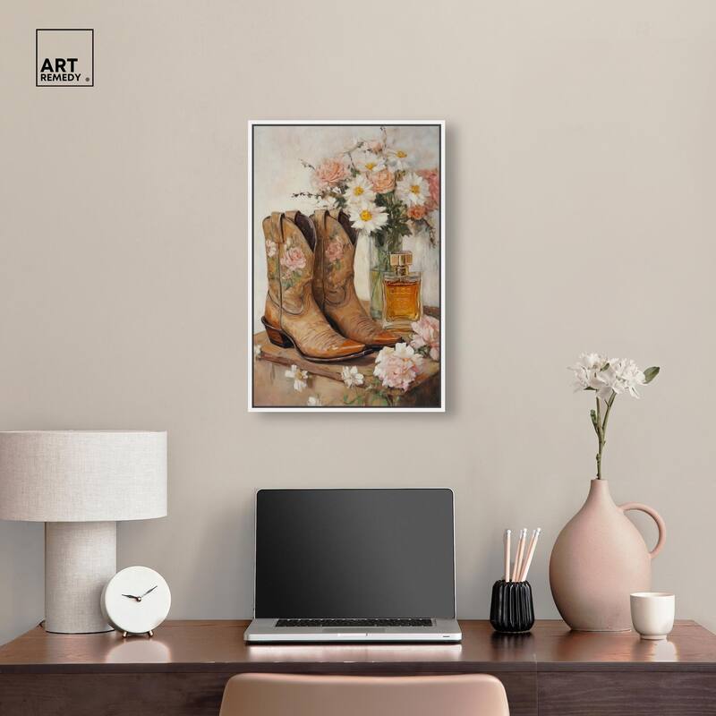Delicate Floral Boots II Canvas by Art Remedy