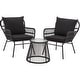 preview thumbnail 32 of 52, EROMMY 3-Piece Patio Conversation Set with Glass Table & 2 Armchairs, Seat Cushions