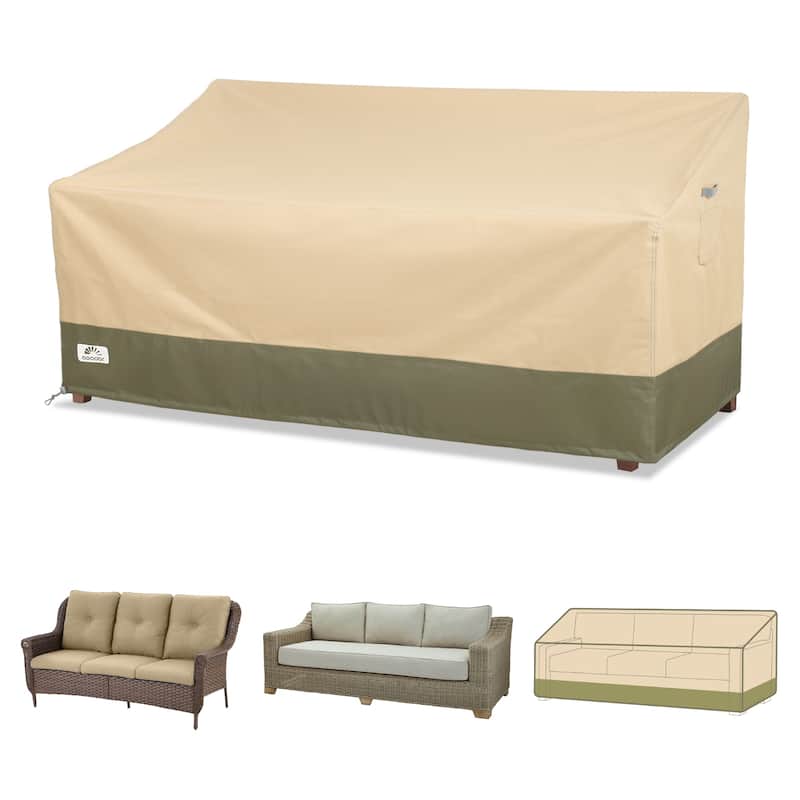 Aoodor Heavy Duty Patio Loveseat Cover - 88"W x 40"D x 40"H - Beige/Green