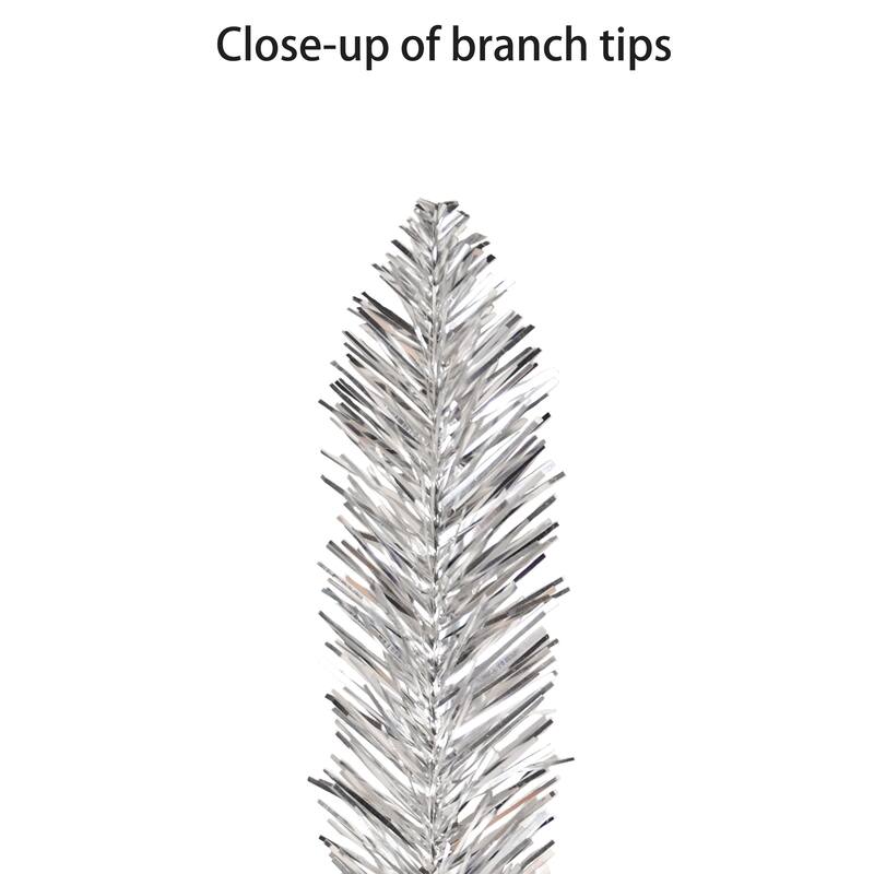 Puleo International 6' Pre-Lit Artificial Alpine Silver Pencil Tree