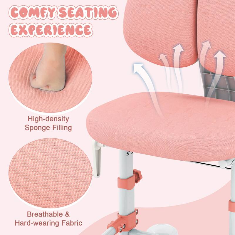 Costway Kids Study Chair with Adjustable Double Backrest, Footrest, - See Details
