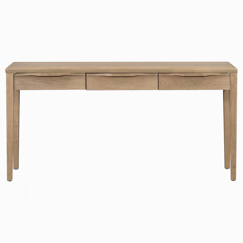 Elegant Console Table with Oak Veneer,Light Luxury Entryway Table with 3 Drawers