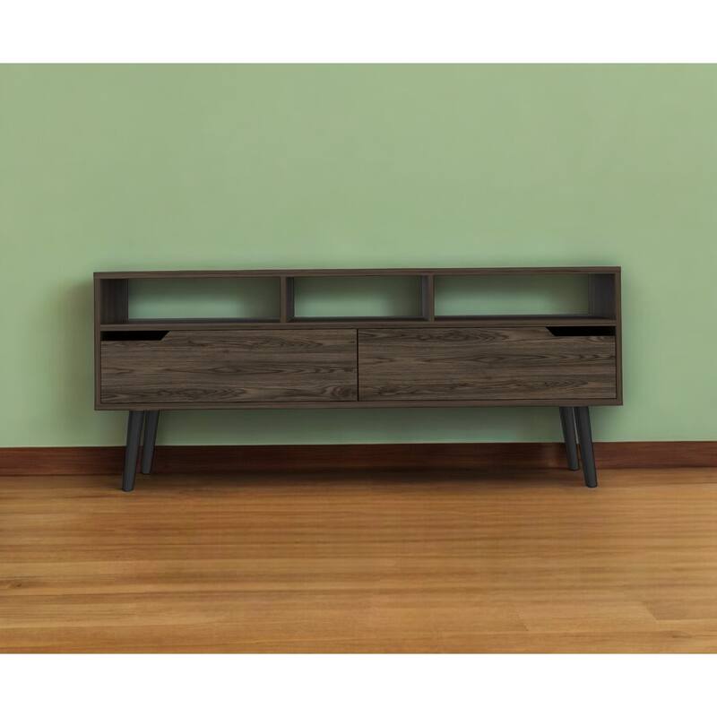 Modern 54" TV Console with Open Shelves Cabinets and Cable Management Space-Saving Storage for Living Room or Office