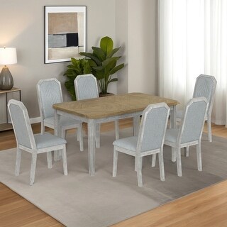 7-Piece Farmhouse Dining Set Classic Rustic Table and 6 high-back ...
