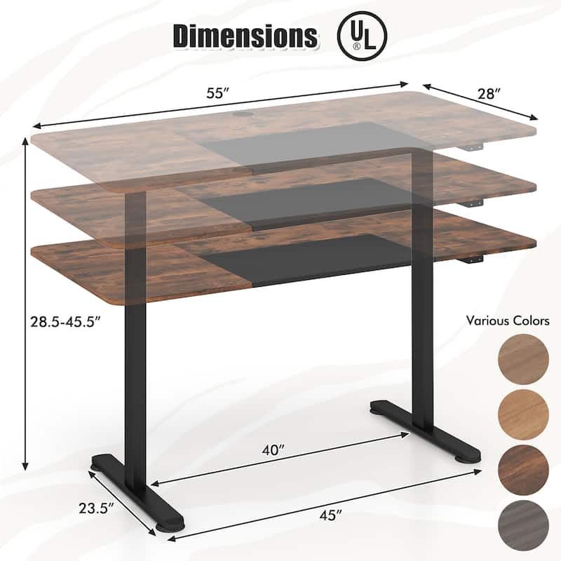 Gymax 55'' Electric Standing Desk Height Adjustable Home Office Table