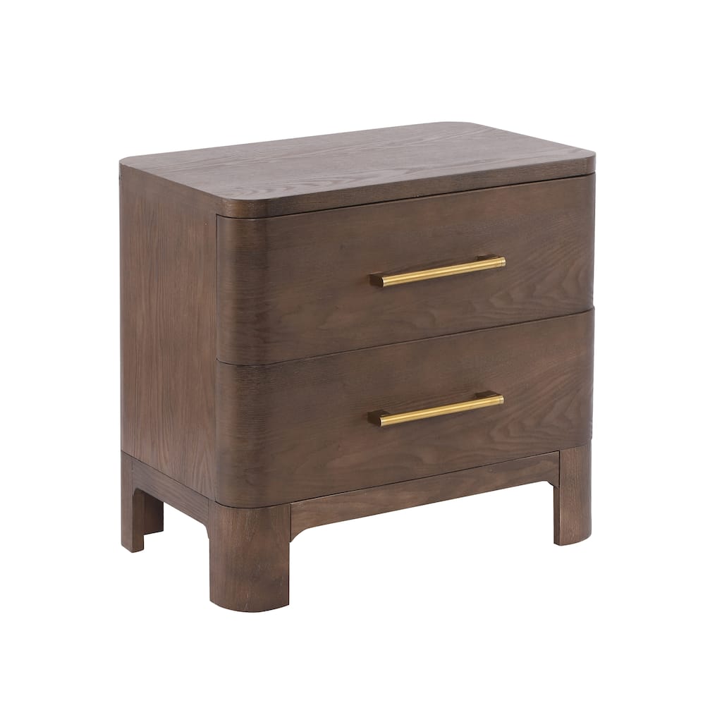 Christopher Knight Home - Modern Nightstand with 2 Drawers and Brushed Gold Handles