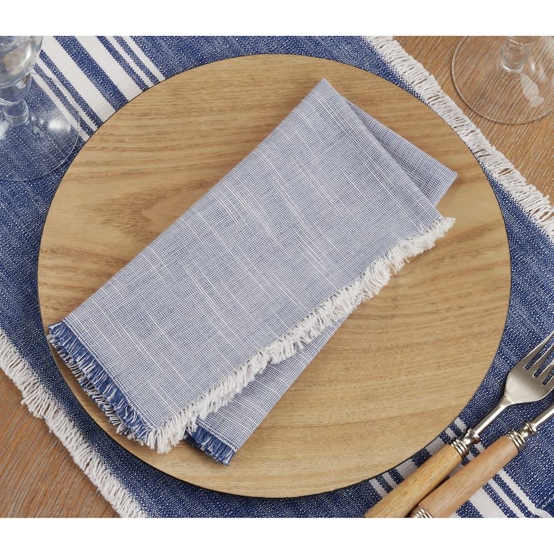 Fringe Napkins With Two-Tone Design (Set of 4)