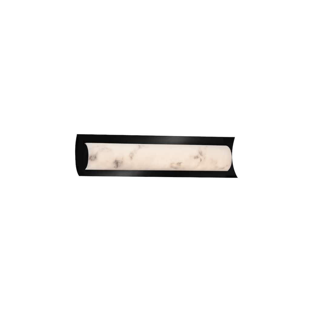 Justice Design LumenAria Lineate 22-inch Matte Black ADA LED Wall/ Bath Bar, Faux Alabaster Shade