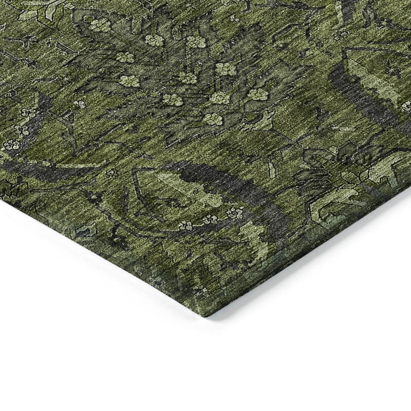 Machine Washable Indoor/ Outdoor Boho Traditional Chantille Rug