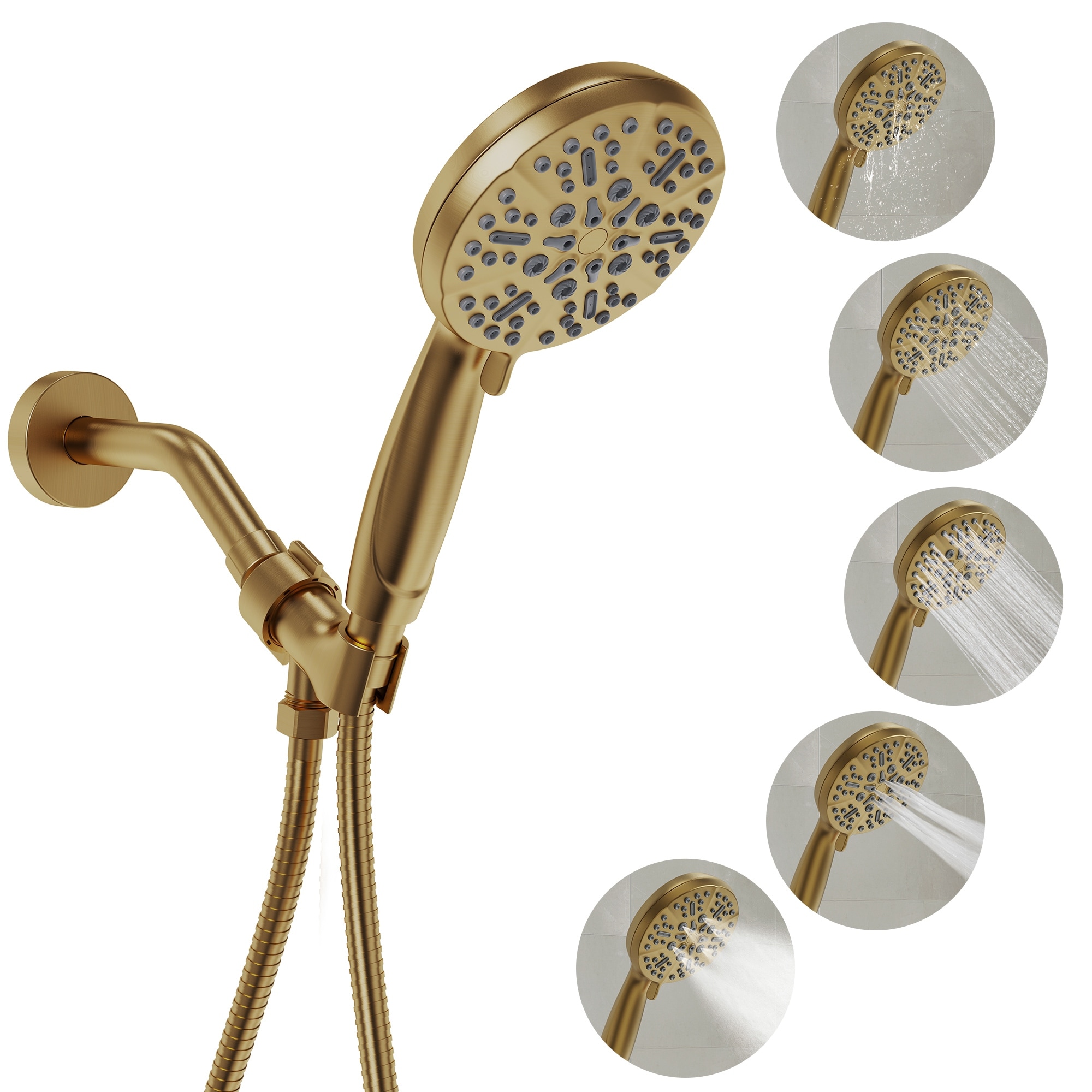 5 Spray Setting High Pressure Handheld Shower Head with 59" Hose