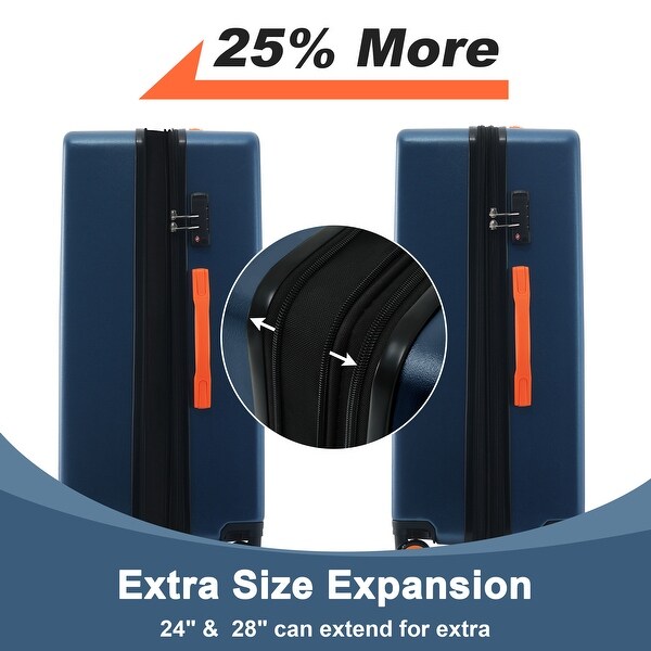 Hardside Luggage Spinner Suitcase Sets w/ TSA Lock, Navy Blue