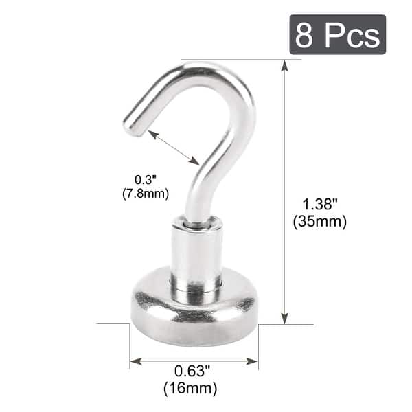 18 Lbs Magnetic Hook for Kitchenware Pots Utensils Coat Holder 8 Pcs ...