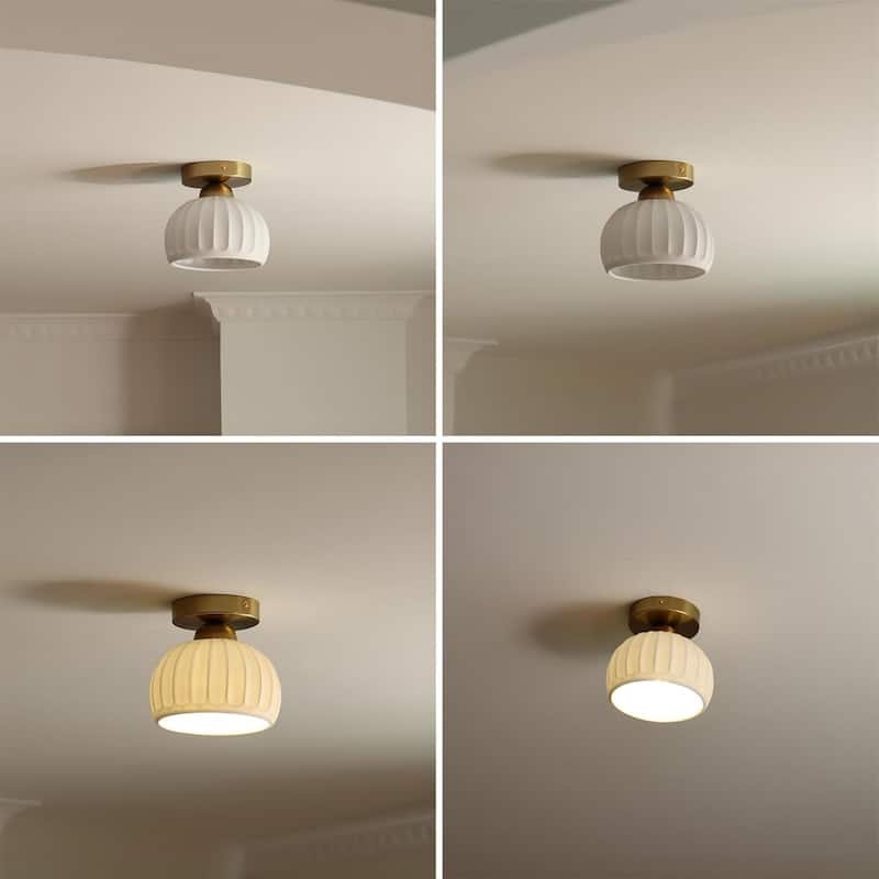 2 pack ceiling light gold flush mount light ceramic, iron porch light