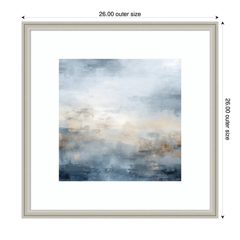 Kate and Laurel Tonal Abstract Oceanic Nautical Serenity Blue by The Creative Bunch Studio Framed Wall Art Print