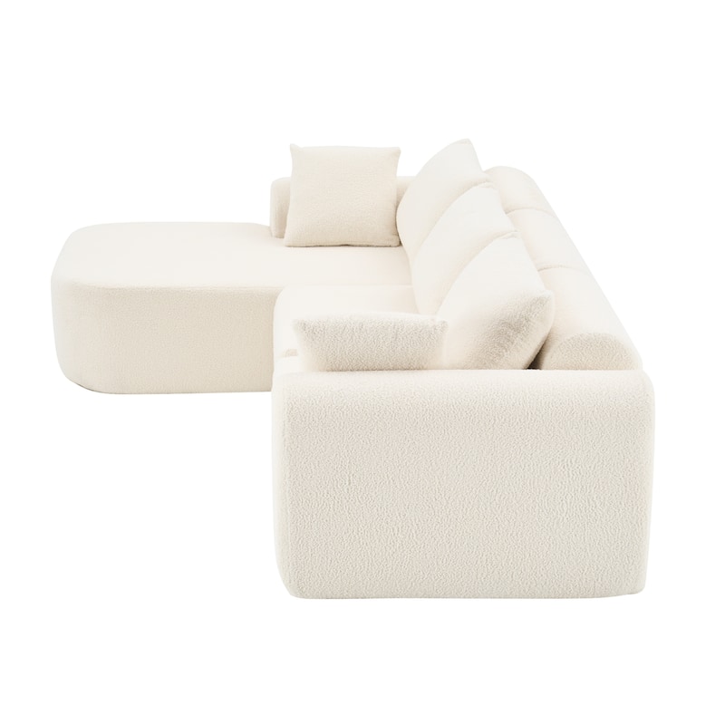 Dovelina Teddy Fabric Foam-Filled Sleeper Sofa Chaise for Living Room