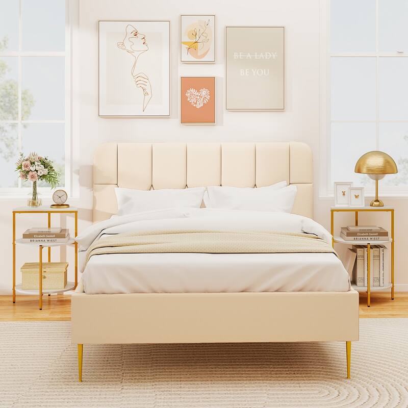 Gymax 2PCS 3-Tier Side Table Round End Table w/Storage Shelves Metal