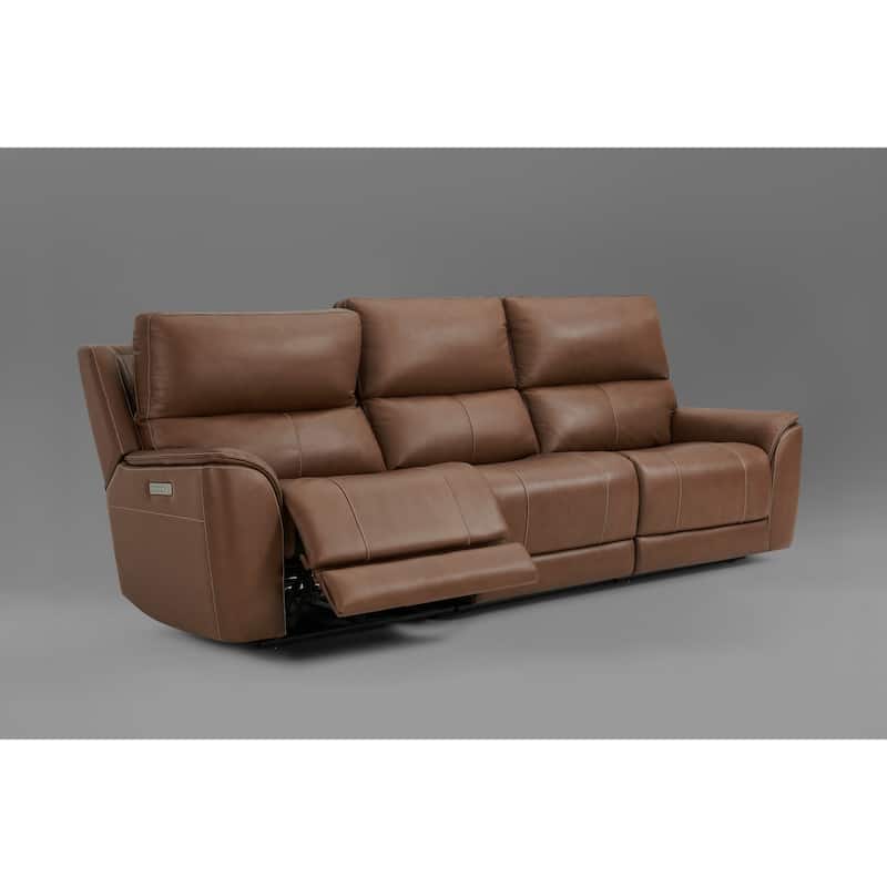 86.5'' W Top Grain Leather Triple Power Sofa with Adjustable Power Headrest and Lumbar & Extendable Legs