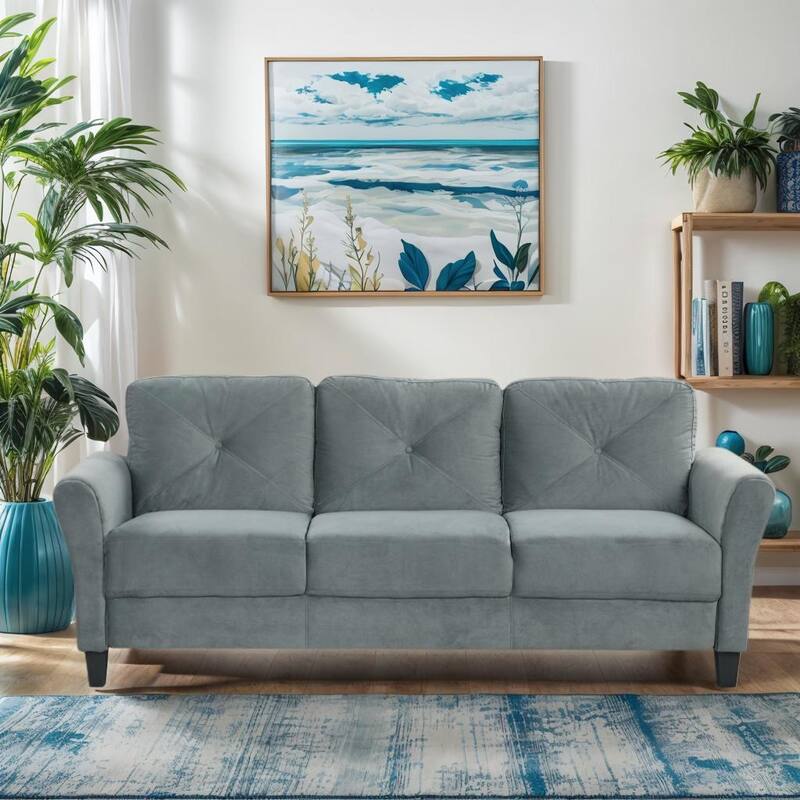 Comfortable Gray Velvet Sectional Couches and Sofas for Small Spaces - Multi-Color