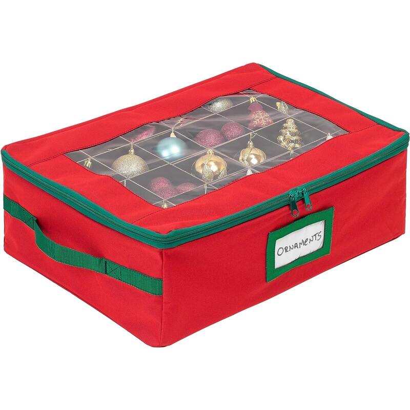 Underbed Christmas Ornament Storage Container - Holds up to 48-3 Inch Ornaments – Two Individual Removable Trays